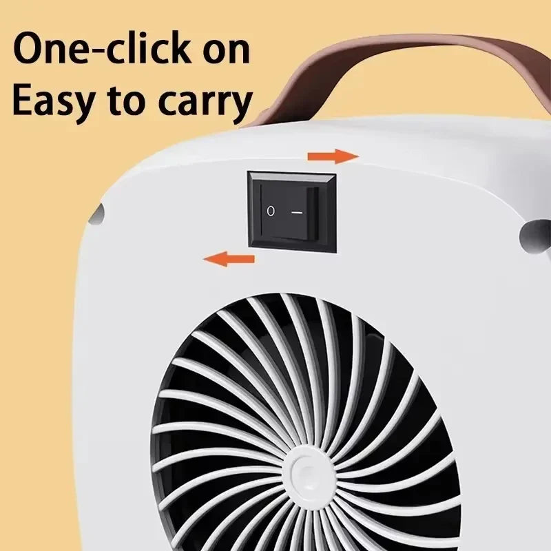 Portable Desktop Fan Heater 500W PTC Household Small Heater Mute Fast Heating with Handle Lightweight Warmer for Bedroom Office