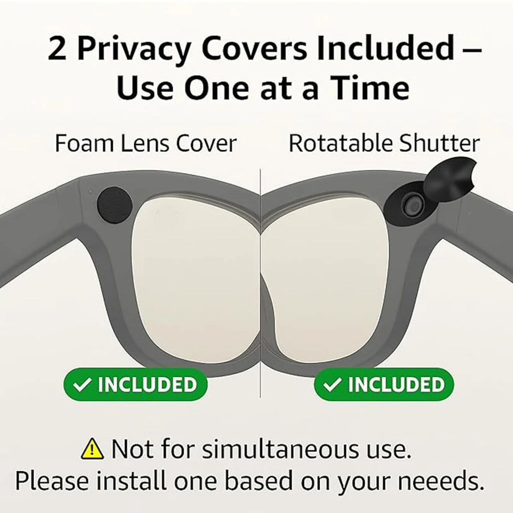 Smart Glasses LED Light Blocking Stickers Fit for Meta Sliding Reusable Adhesive Eyeglass Camera Cover Black