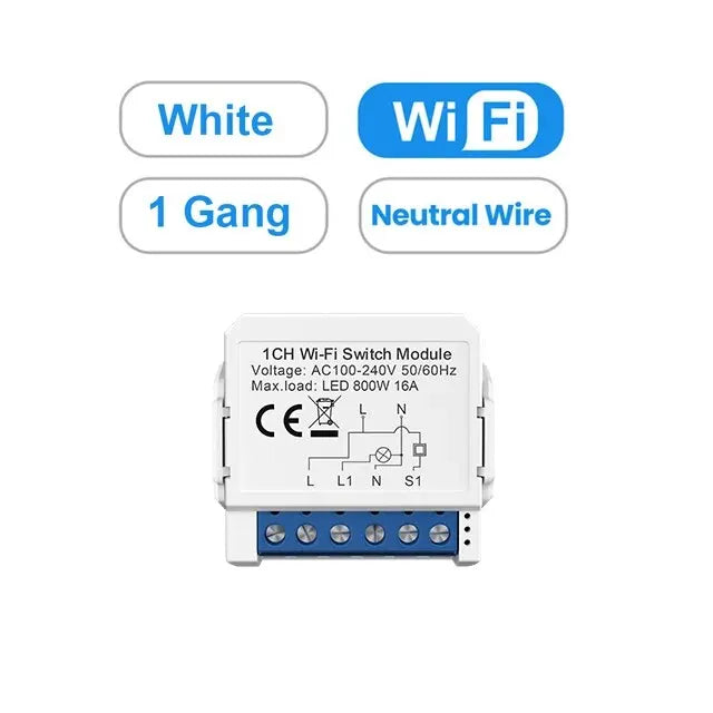 AVATTO WiFi 1/2/3/4 Gang Mini Smart Switch DIY Light Switches Module 2-Way Control Works With Smart Tuya Alexa Alice Google Home