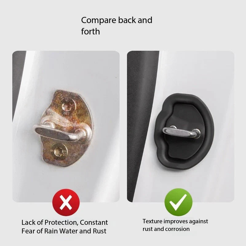 Door Silent Shock Absorbing Pad Silicone Door Lock Protective Cover Modification Accessories For Tesla Model 3 Model Y