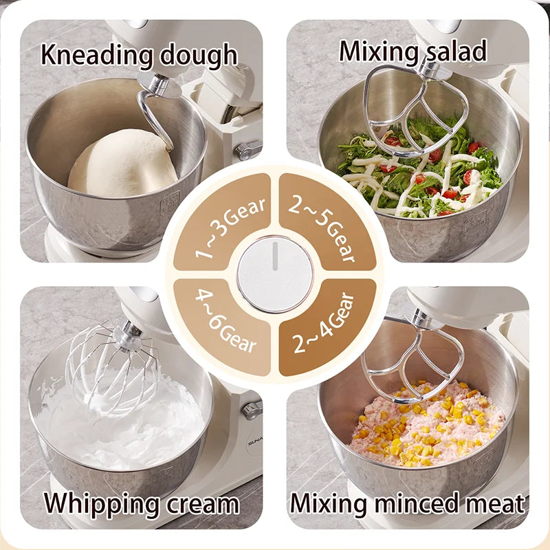 SUNATUR 8L Stand Mixer 2000W,Stainless Steel Bowl,6-Speed Dough Kneader&Egg Beater,Timed Fermentatio