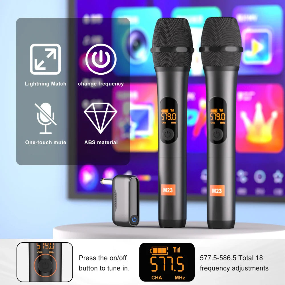 Wireless Microphone M23-4 UHF Recording Universal Karaoke Mic With Lithium Battery Receiver For Party Church Speaker