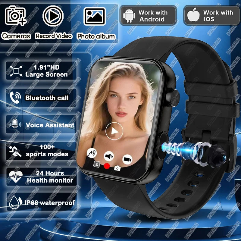 2025New Smart Watch Women Men sound recording Camera Take Photo Record Video Watches Sports Waterproof Bluetooth Call Smartwatch