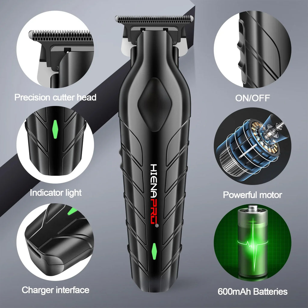 hiena Hair Clipper Professional Hair Cutting Machine Adjustable Hair Trimmer Electric 9000 RPM Barber LED Clipper for Men