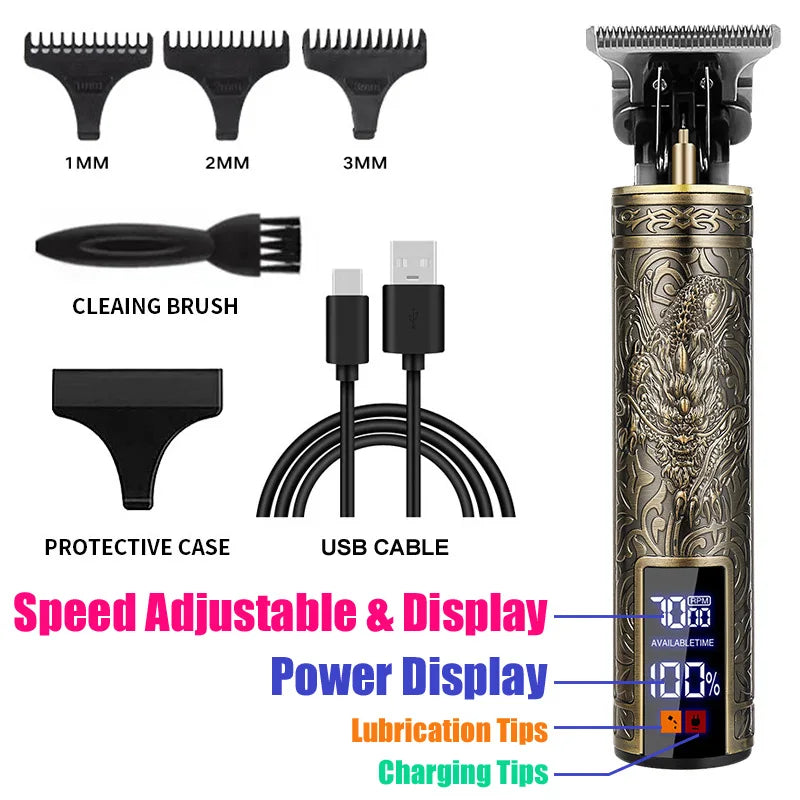 Carving T9 Vintage Professional Electric Hair Cutting Machine USB Rechargeable Portable Shaver Trimmer For Beard Care Best Gift
