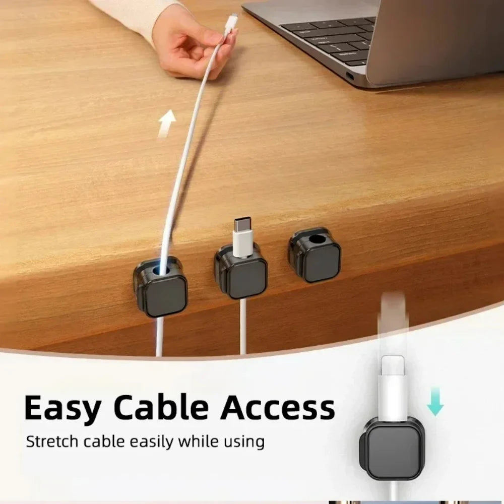 1/3/6 PCS Cable Management Magnetic Cable Organizer Wire Keeper Wall Data Cable Clips Winder Adjustable Cord Holder Under Desk