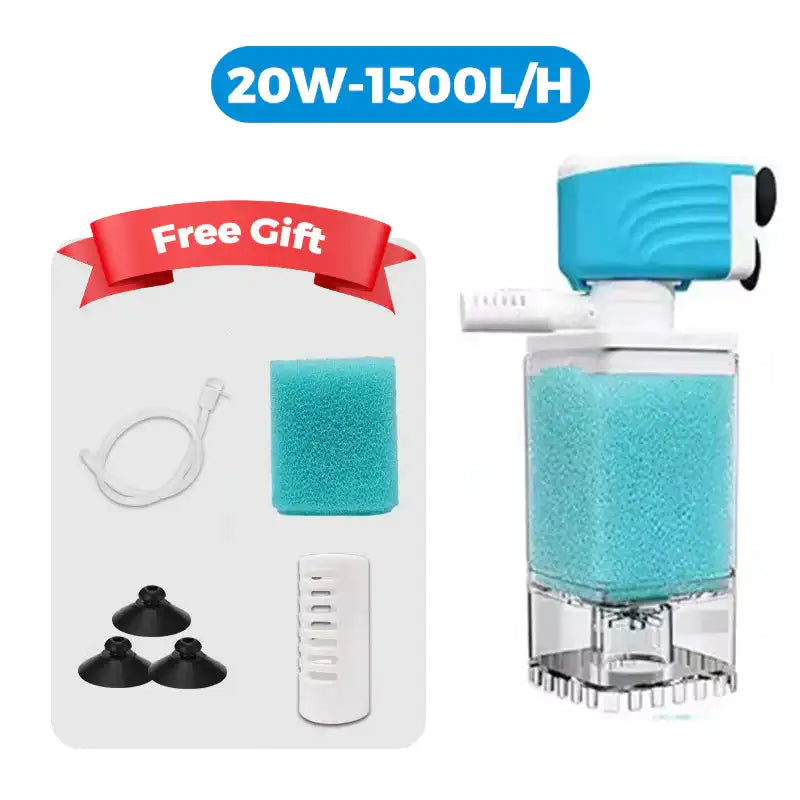 Automatic Aquarium Filter System 4W/220V Fish Tank Built-in Filter Oxygenated Water Circulation Anti Backflow Water Pump-US Plug