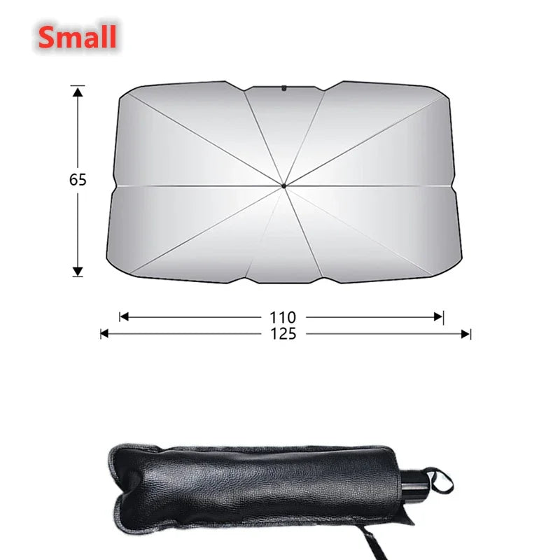Car Windshield Sun Shade, Foldable Umbrella Sunshade/Cover for Most Cars Reflective Sunshade for Car Front Windshield