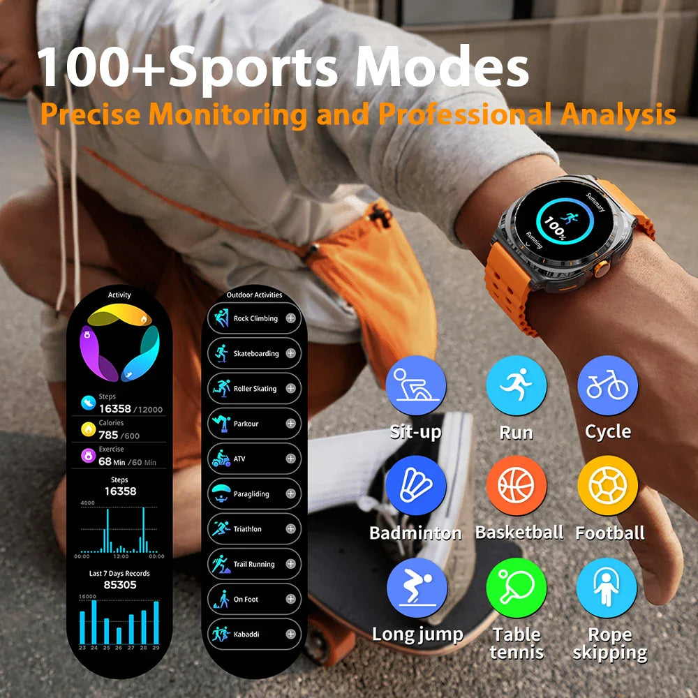 2026 New Upgraded TWS 2 in 1 Men SmartWatch with Headphones Bluetooth Call IP68 Waterproof Outdoor Sport Smartwatch For gift Hot