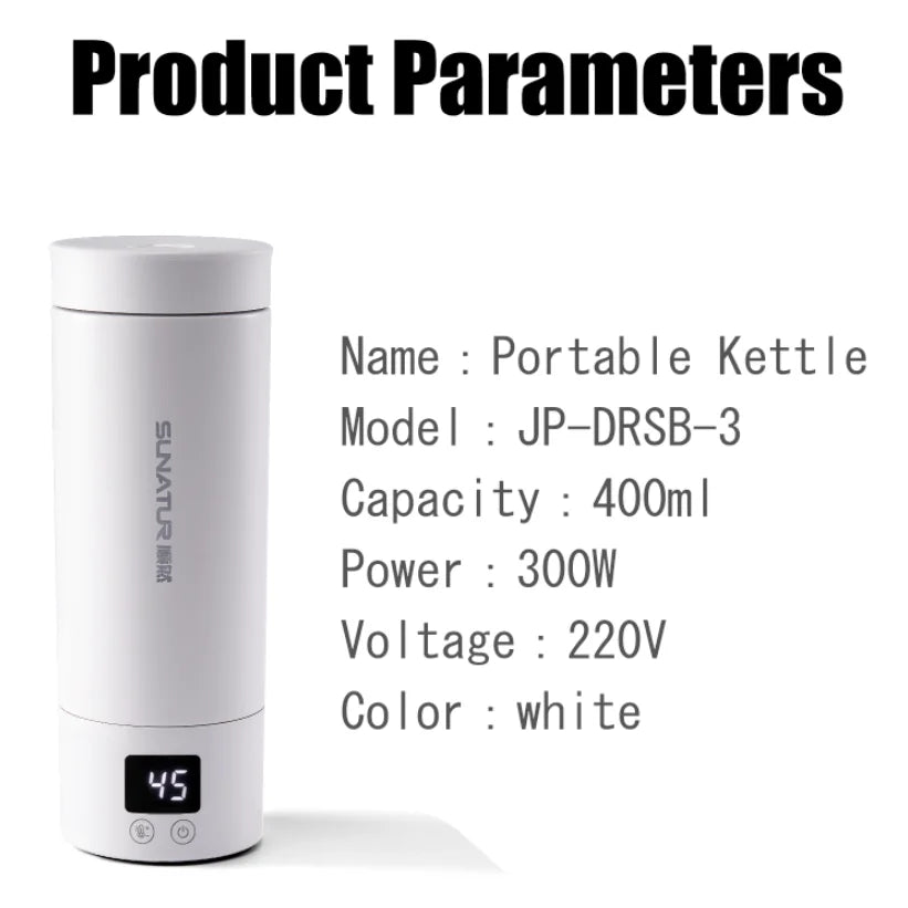 SUNATUR 400ml Electric self heating Cup Portable Thermos Smart Temperature Travel heater tumbler 316L kettle coffee wireless mug