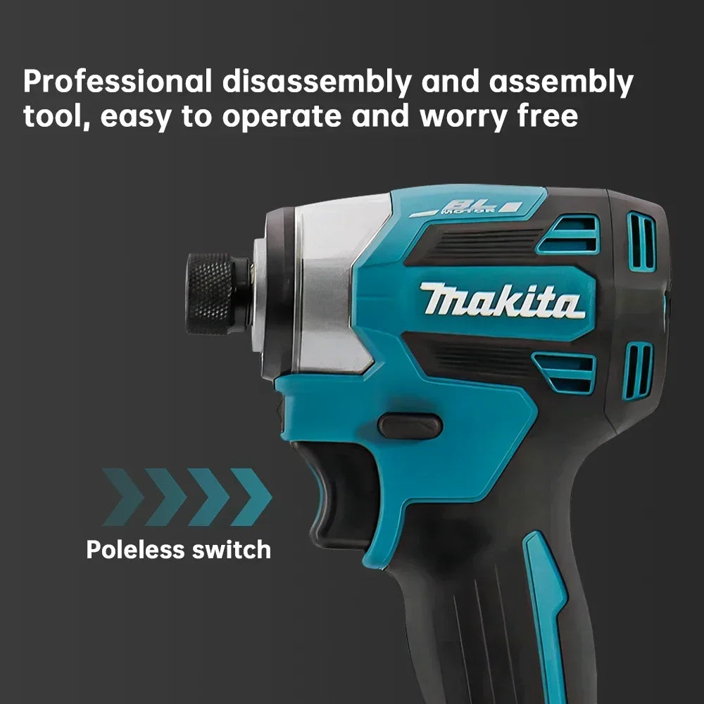 Makita 18V LXT Cordless Impact Driver DTD173 Brushless Electric Drill Screwdriver Wood/Bolt T1/T2-Mode Twin LED Light 180 N·m