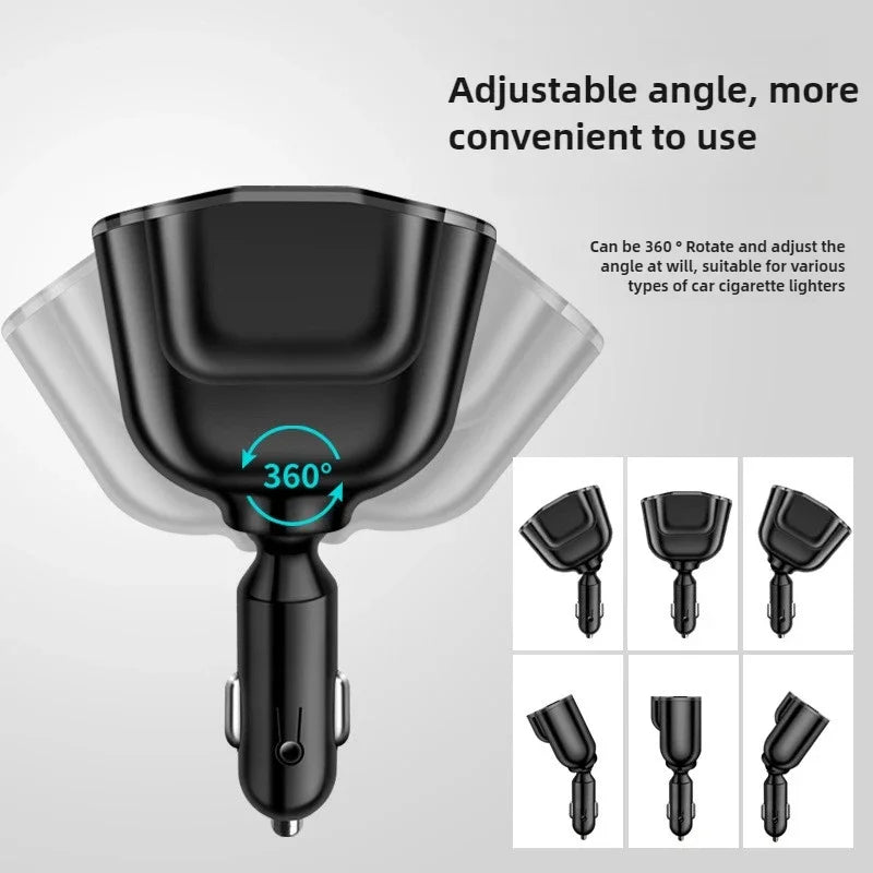 Car Charger 5-Port 336W Cigarette Lighter Adapter PD USB 66W Super Quick Charging Phone Charger Socket 12-24V Universal