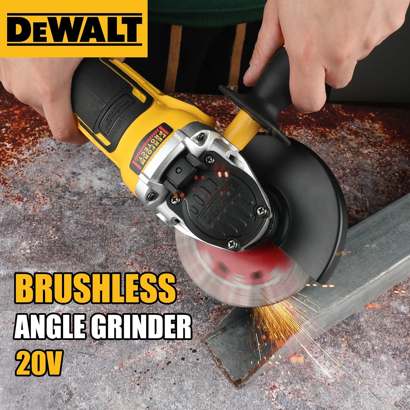DEWALT DCG405FN/NT 18V 125MM Brushless Flat Head Angle Grinder 9000RPM E-Clutch Industrial Cutting Polishing Bare Tool
