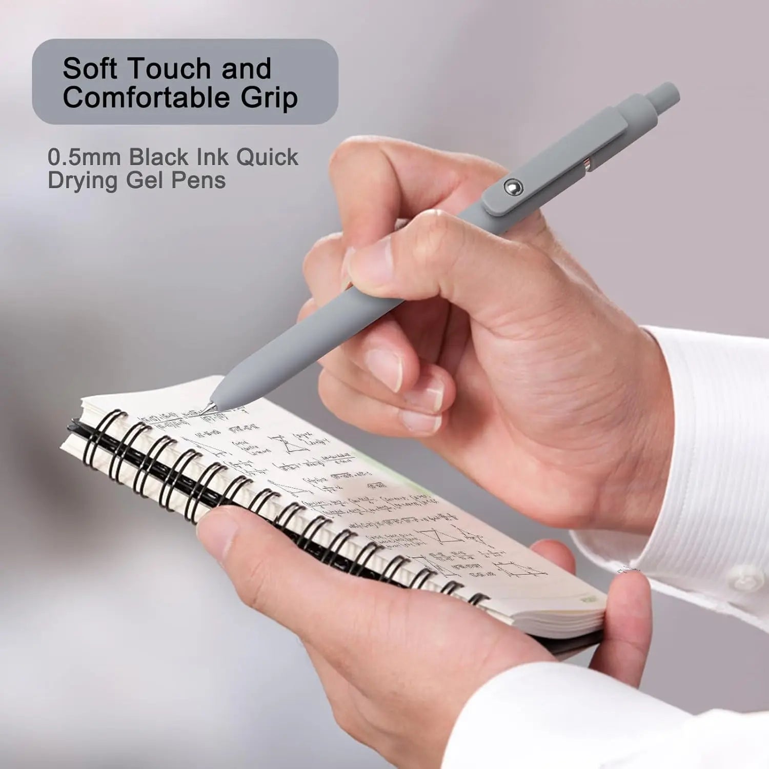5-Pack Quick-Dry Gel Pens, Fine Point Retractable Rolling Ball Black Ink, Smooth Writing for School Office Home