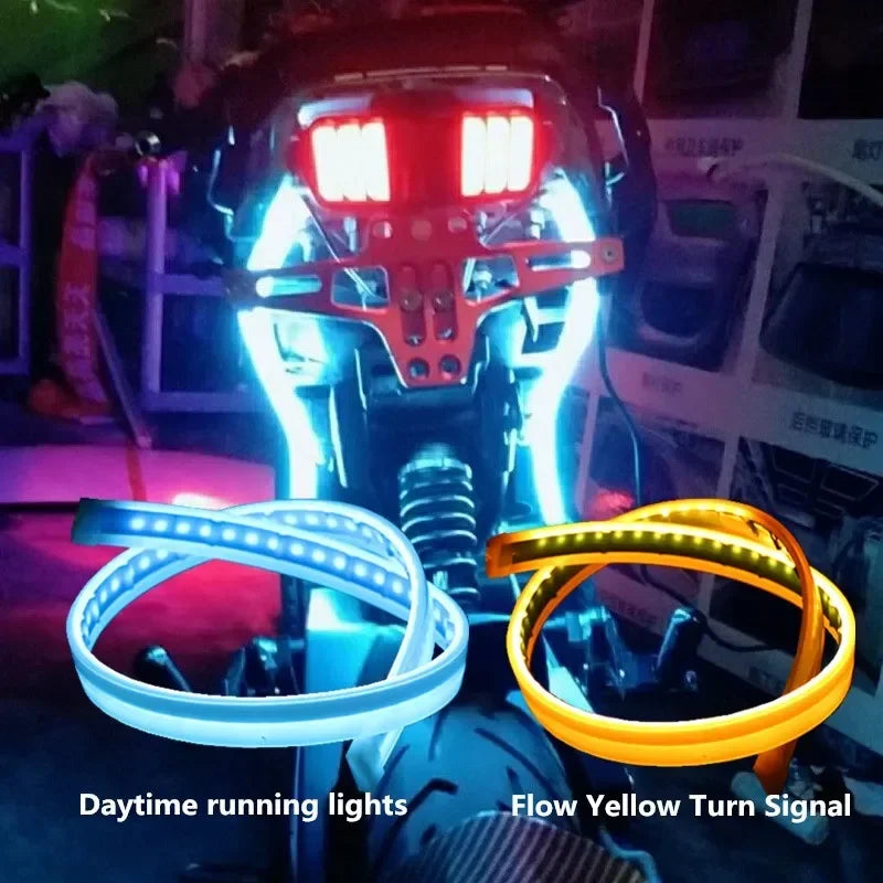2pcs Motorcycle Turn Signal Lamp LED Daytime Running Lights Tail Light DRL Waterproof Decoration Strip Motor Brake Flowing amagi