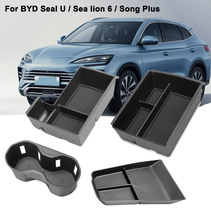 Car Interior Accessories for BYD Seal U Sea Lion 6 Song Plus DMI 2023 2024 2025 Cup Holder Armrest Storage Box Stowing Tidying