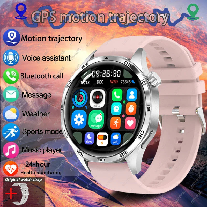 BOXUXING New Watch 5 Pro GPS NFC Men 100+sport Smart Watch AMOLED Screen Heart rate Bluetooth Call IP67Waterproof Man Smartwatch
