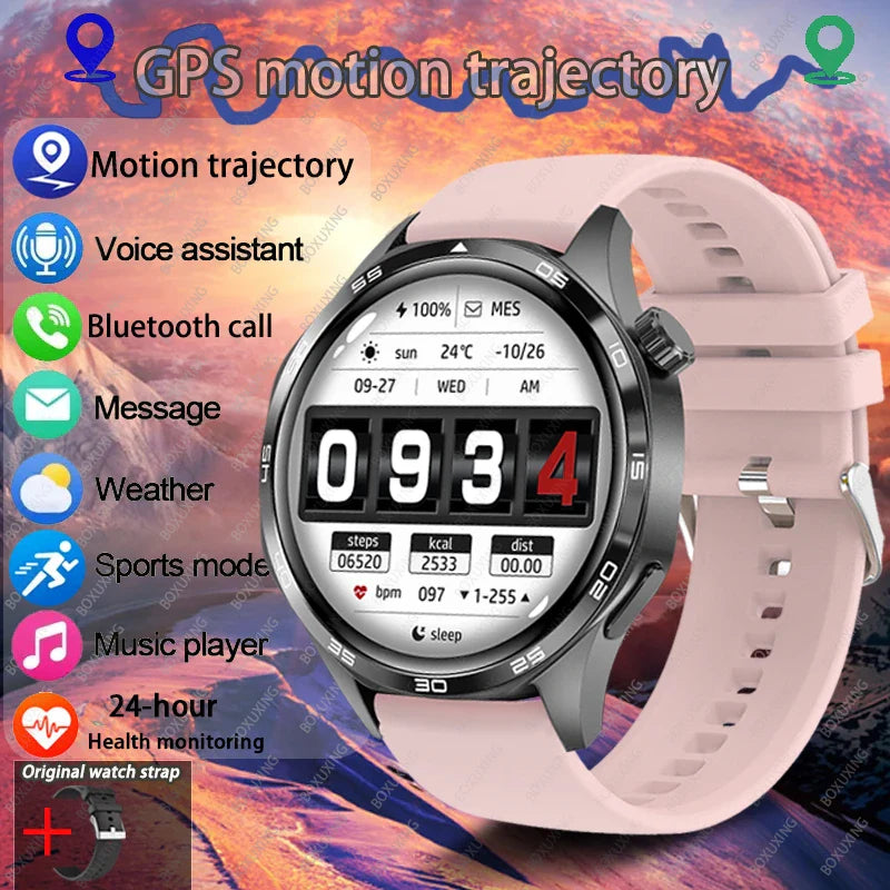 BOXUXING New Watch 5 Pro GPS NFC Men 100+sport Smart Watch AMOLED Screen Heart rate Bluetooth Call IP67Waterproof Man Smartwatch