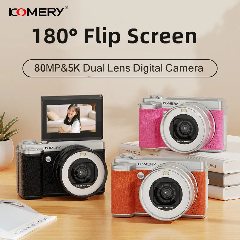 18X 80MP Digital Camera Flip Screen Front Rear Dual Lens Selfie Vlog Camcorder 4K Camera For Livestream Wide Angle Macro Lens