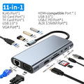 USB C HUB, USB C Adapter 11 in 1 Dongle with 4K HDMI/VGA/Type C PD/RJ45/ SD/TF Card Reader For MacBook Pro/Air M1 iPad