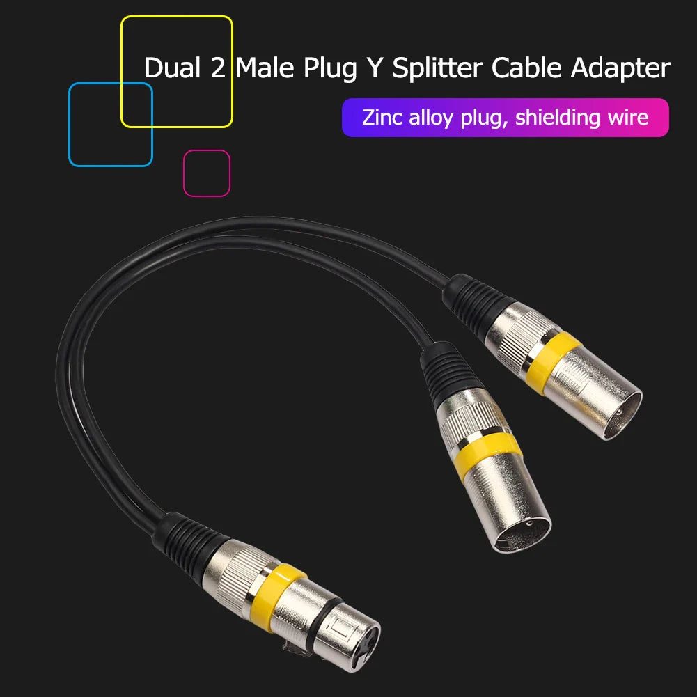 30cm 3Pin XLR Female Jack to Dual 2 Male Plug Adapter Cable Microphone Splitter Cord for Mic Amplifier Speaker Mixer Accessories