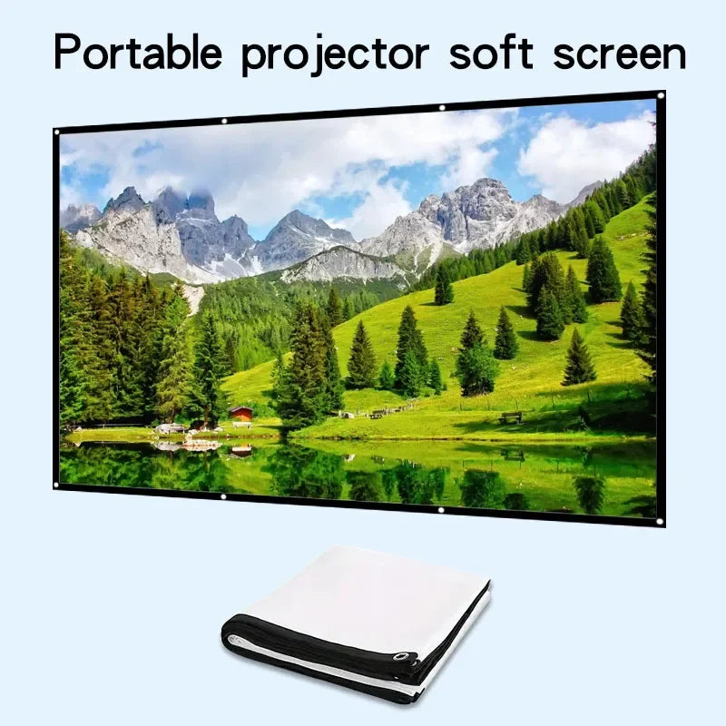 60-150 inch foldable, easy to clean, non perforated wall mounted projection screen, ironable white soft screen