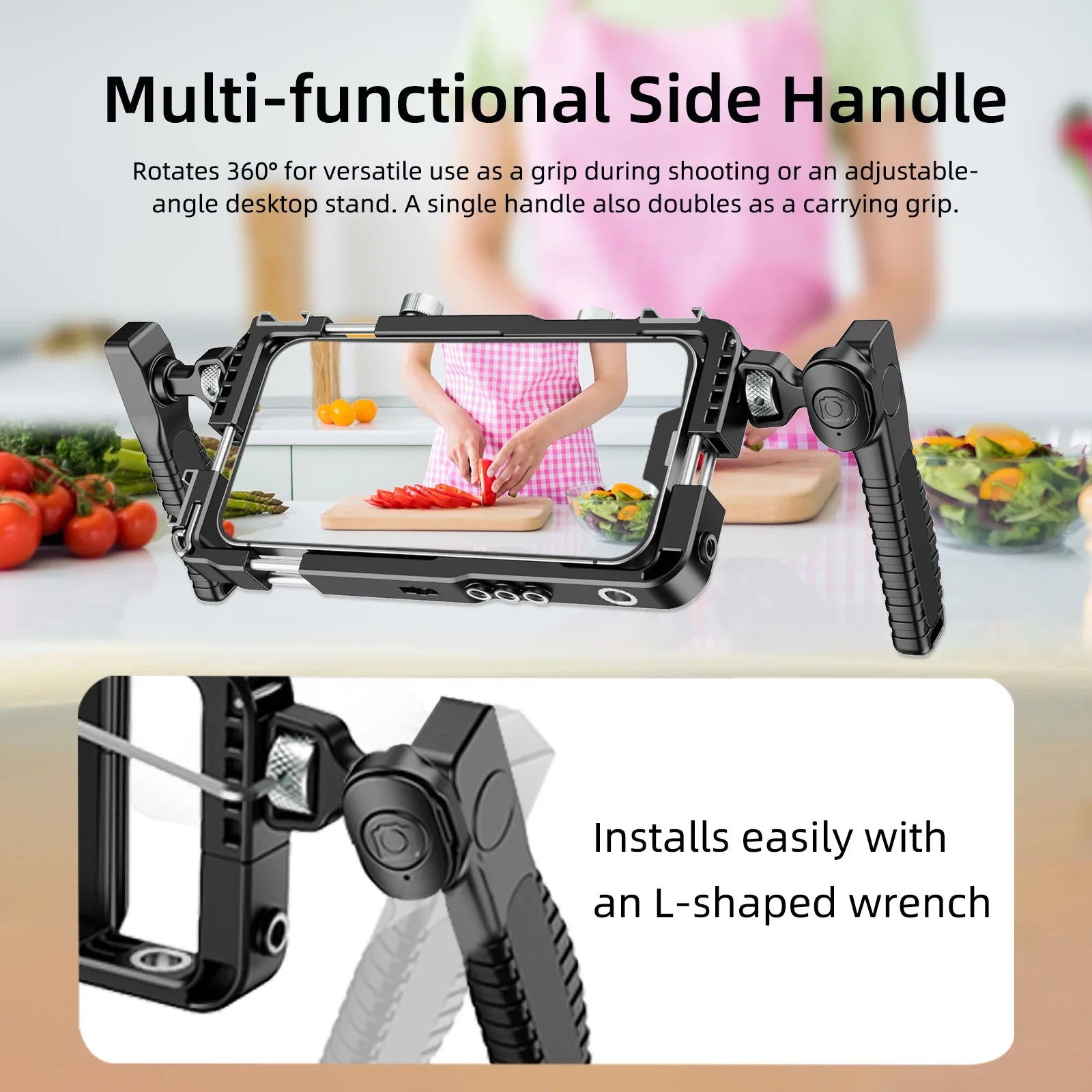 Universal Smartphone Video Rig with Handles 67mm Filter Adapter Phone Cage for iPhone 14 13 15 Pro Max Samsung S23 Ultra