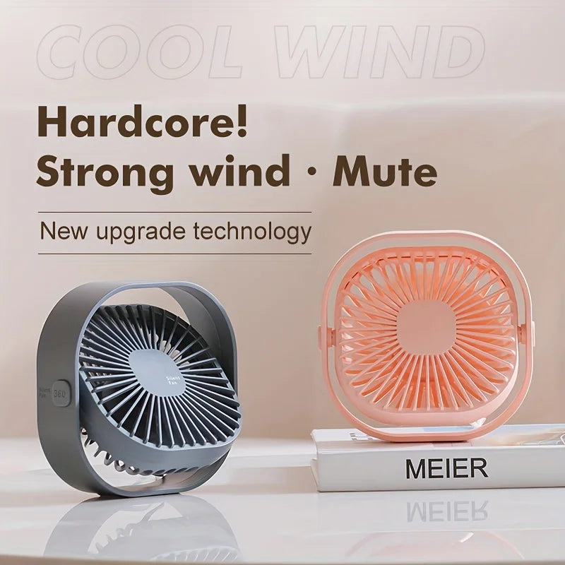 New Ultra-quiet Desk Fan, Suitable for Bedroom, Office, Library, Three Wind Speeds, 360° Rotation, Low Noise, Portable Mini Fan