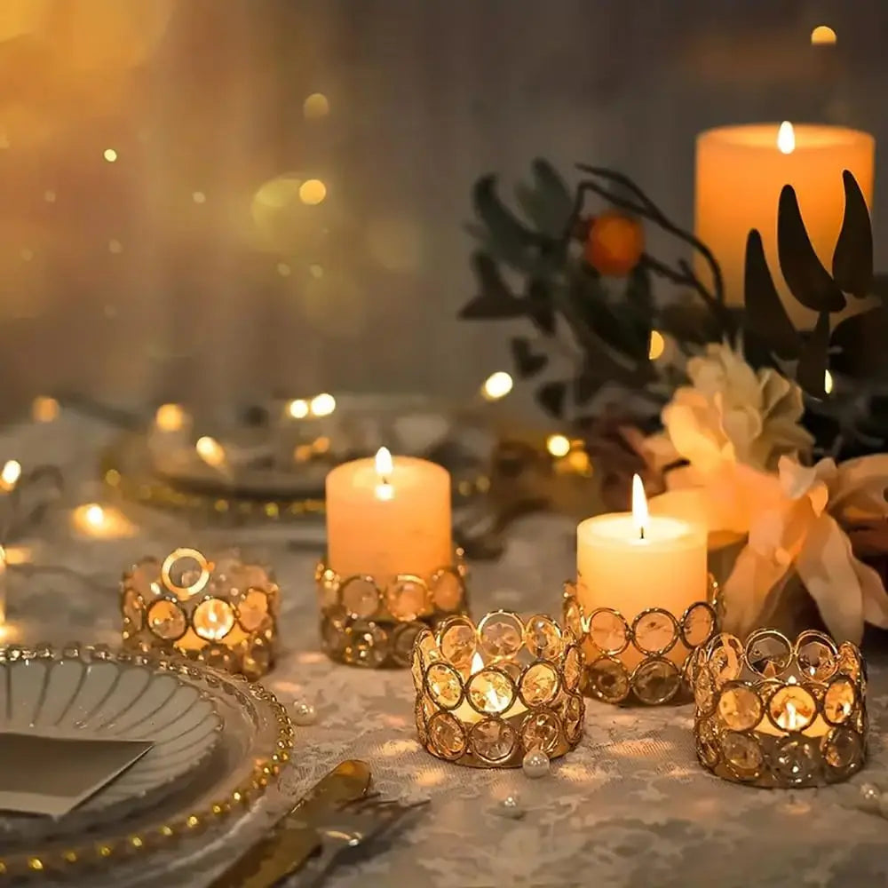 1/6pcs Candlesticks Crystal Tea Light Table Decoration Gift Box Candles Holder for wedding Valentine's Day Home Decor Tea Candle