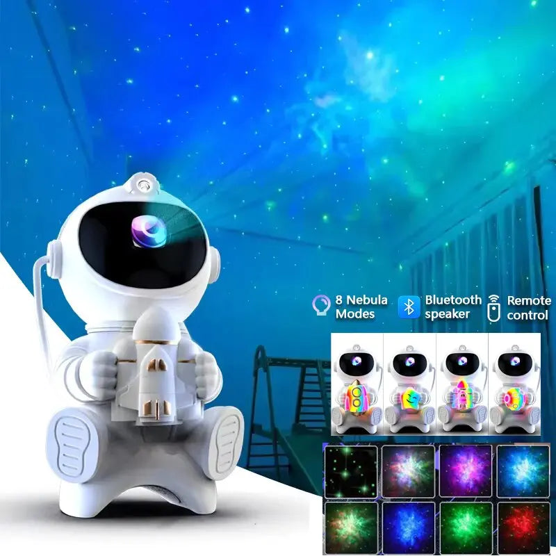Astronaut Galaxy Starry Sky Projector Night Light Remote Control Rocket Nebula Projection Lamps For Bedroom Christmas Kids Gift