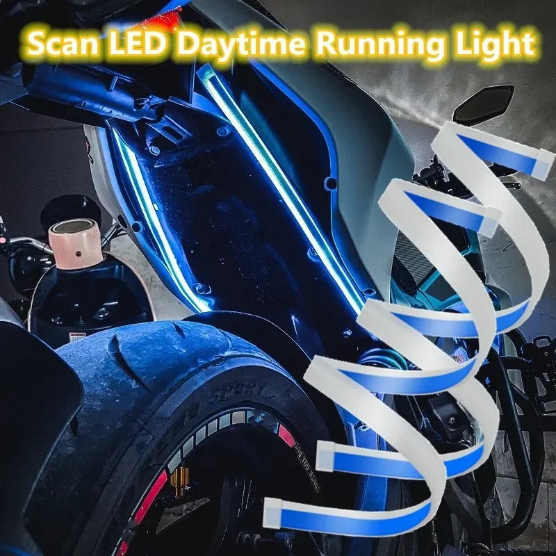 2pcs Motorcycle Turn Signal Lamp LED Daytime Running Lights Tail Light DRL Waterproof Decoration Strip Motor Brake Flowing amagi