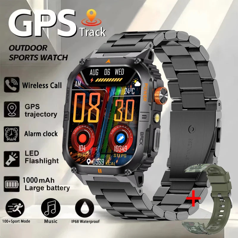 2026 New Smart Watch 2.00inch HD Display Bluetooth Call LED Flashlight Multiple Sports Modes Pedometer Men's Sports Smartwatch