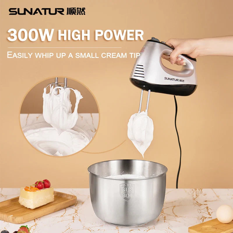 SUNATUR 2-in-1 Stand & Hand Mixer-5-Speed Electric Mixer with 3.5L Stainless Steel Bowl& Attachments