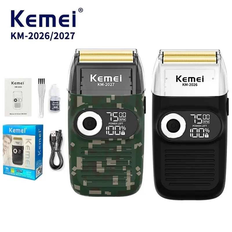 Kemei 2026 2027 Electric Reciprocating Razors Rechargeable Barber Bald Head Foil Shaver Cordless Beard Trimmer Shaving Machine