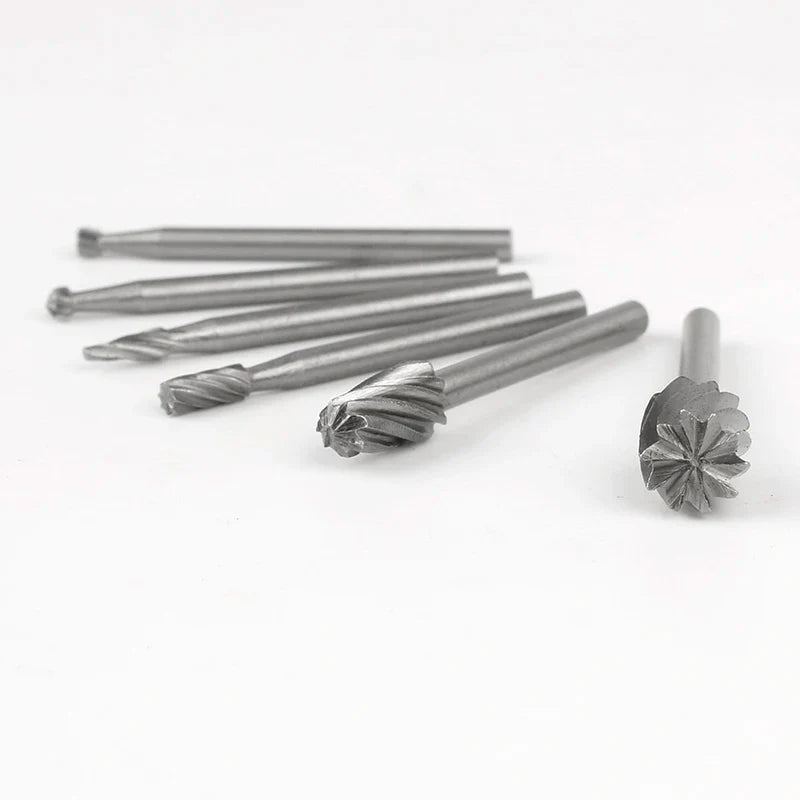 6/10pcs Set HSS Routing Router Drill Bits Set for Dremel Carbide Rotary Burrs Tools Wood Stone Metal Root Carving Milling Cutter