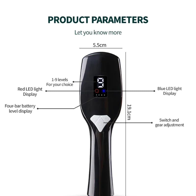 EMS Laser Vibration Scalp Massage Comb Light Therapy Head Stress Relif Massage Comb Anti Hair Loss Anion Spray Hair Growth Brush