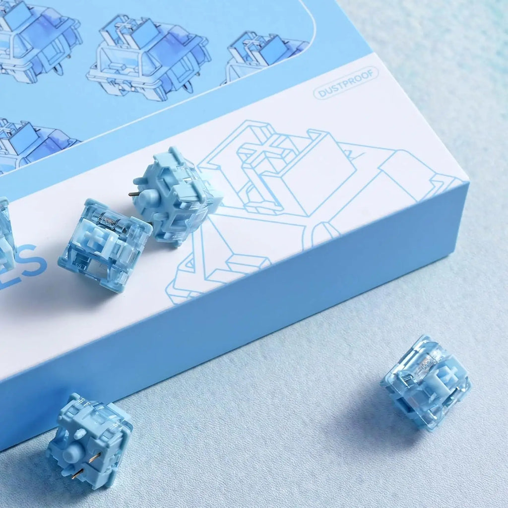 Creamy Blue Pro Mechanical Keyboard Switches, 5-Pin 45gf Tactile Pre-Lubed with Dustproof Stem (45pcs)