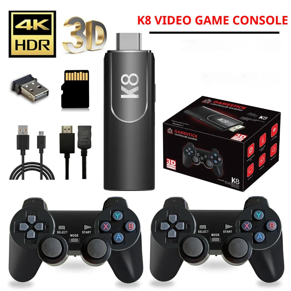 K8 Video Retro Game Console Dual Wireless Controller TV Game Stick 4K HD 20000 Retro Classical Games Retro Game player
