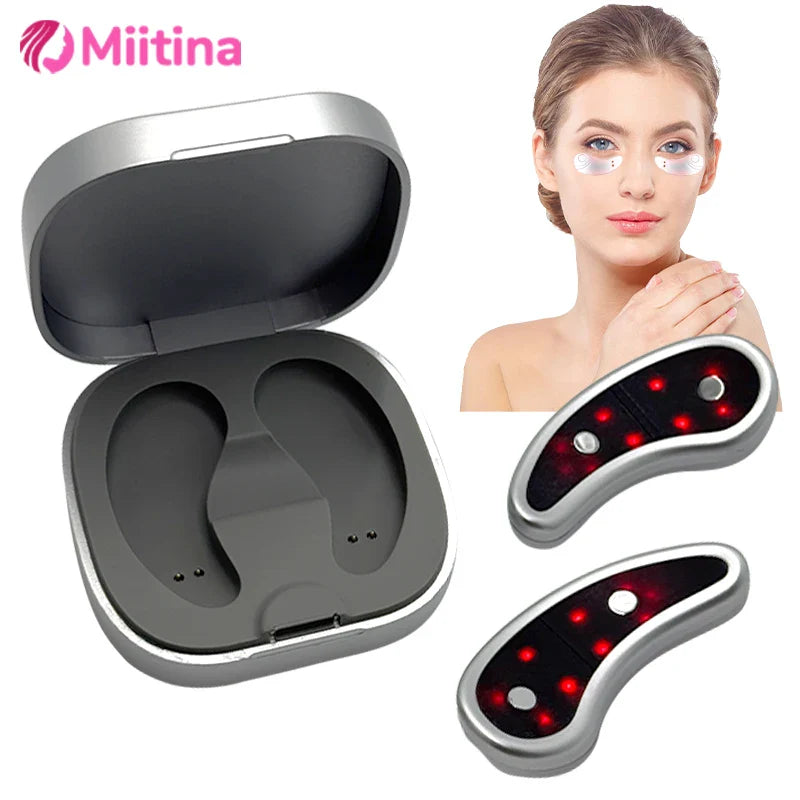Led Red Light Eye Care Therapy Ems Massager With Gel Patch For Treatment Under Eye Wrinkle Improvement Dark Circles Removal Care