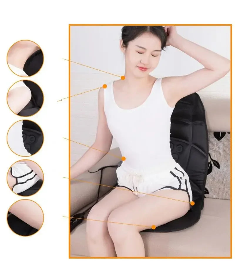 Car Electric Massage Chair Pad Heating Vibrating Back Massager Chair Cushion With Remote Controls Home Office Lumbar Pain Relief