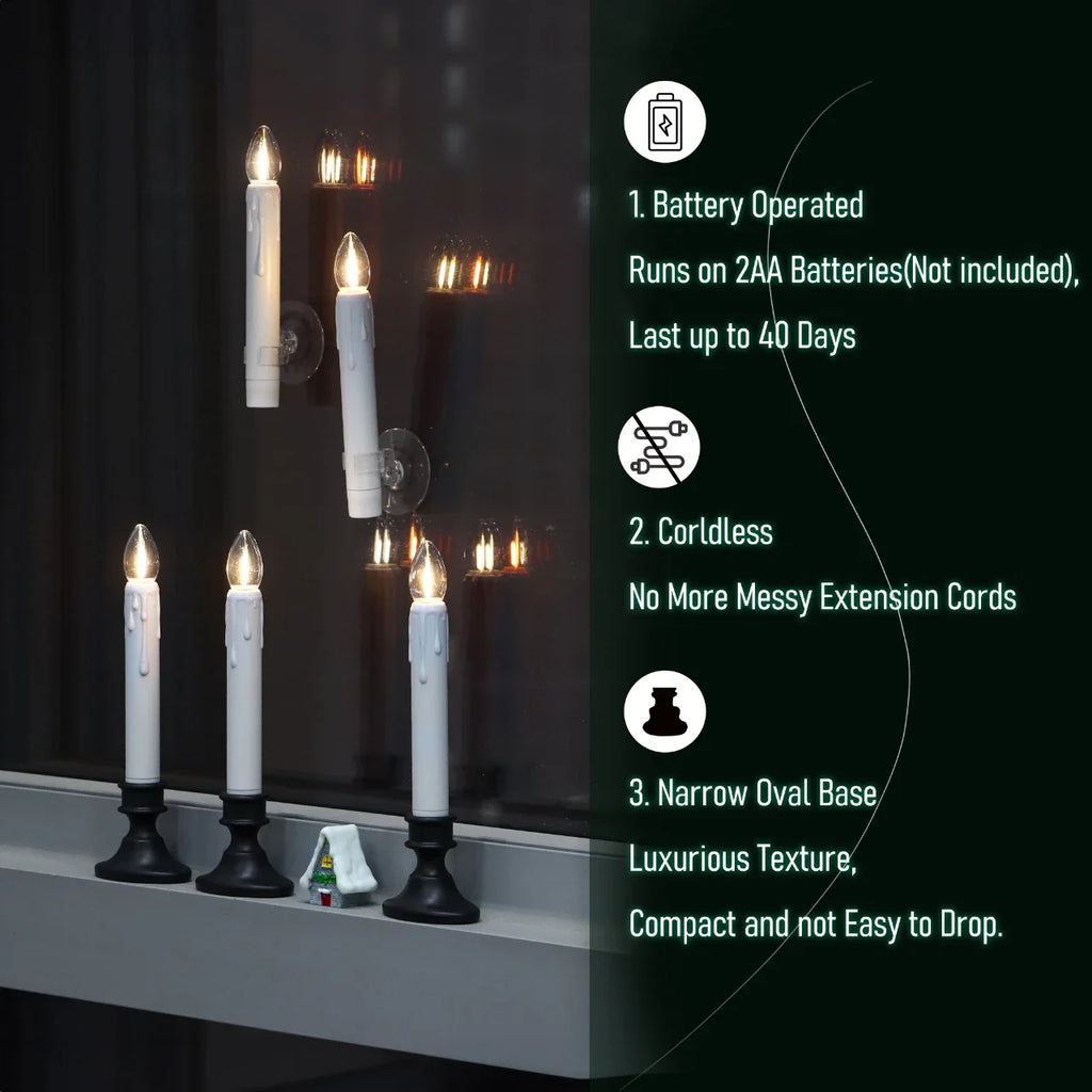 LED Flameless Taper Candles Flickering with Remote Battery Operated With Candlesticks Christmas Home Wedding Room Holiday Decor