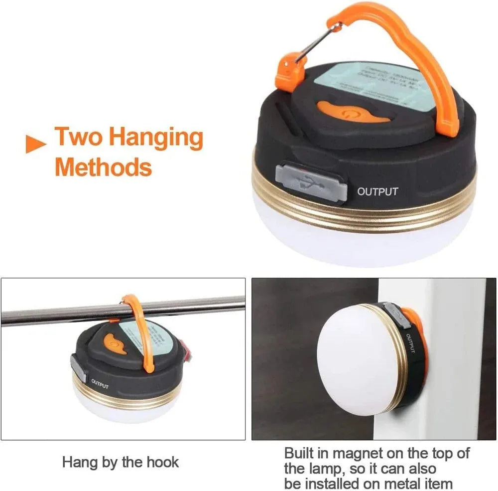 Outdoor Light Power Camping Lantern Tents Lamp 1200mah USB Rechargeable Portable Camping Light Outdoor Hiking Night Hanging Lamp