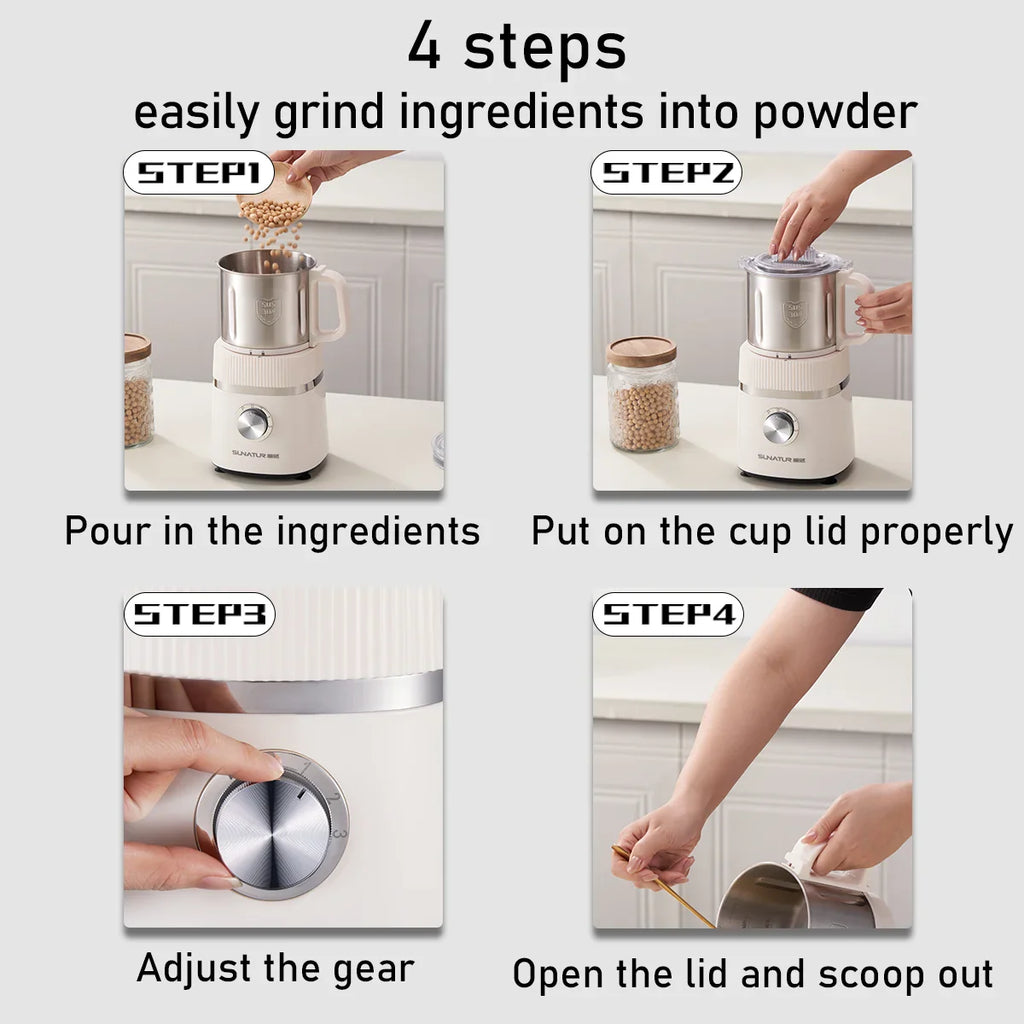 SUNATUR 500W Home Use Food Processor Multifunctional Kitchen Grinder for Coffee Spices Baby Food with Large Capacity