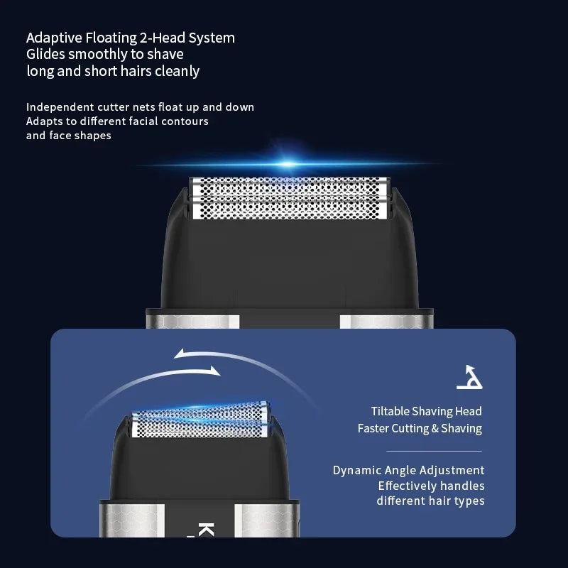 Kemei T402 UV-Disinfecting Metal Double-Foil Shavers Professional Barber Reciprocating Razor for Men Bald Head Shaving Machine