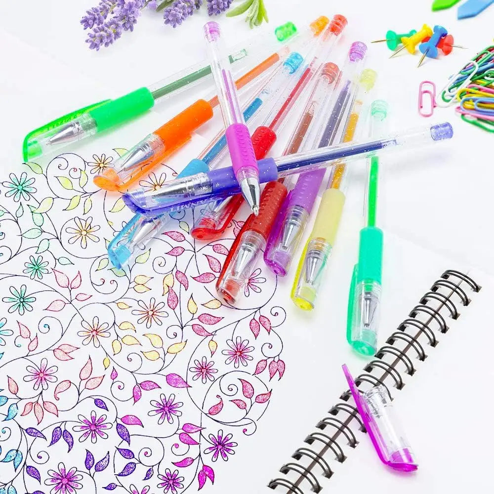 36 Vibrant Gel Pens Set for Adult Coloring, 40% More Ink, Fine Tip Markers for Drawing & Scrapbooking