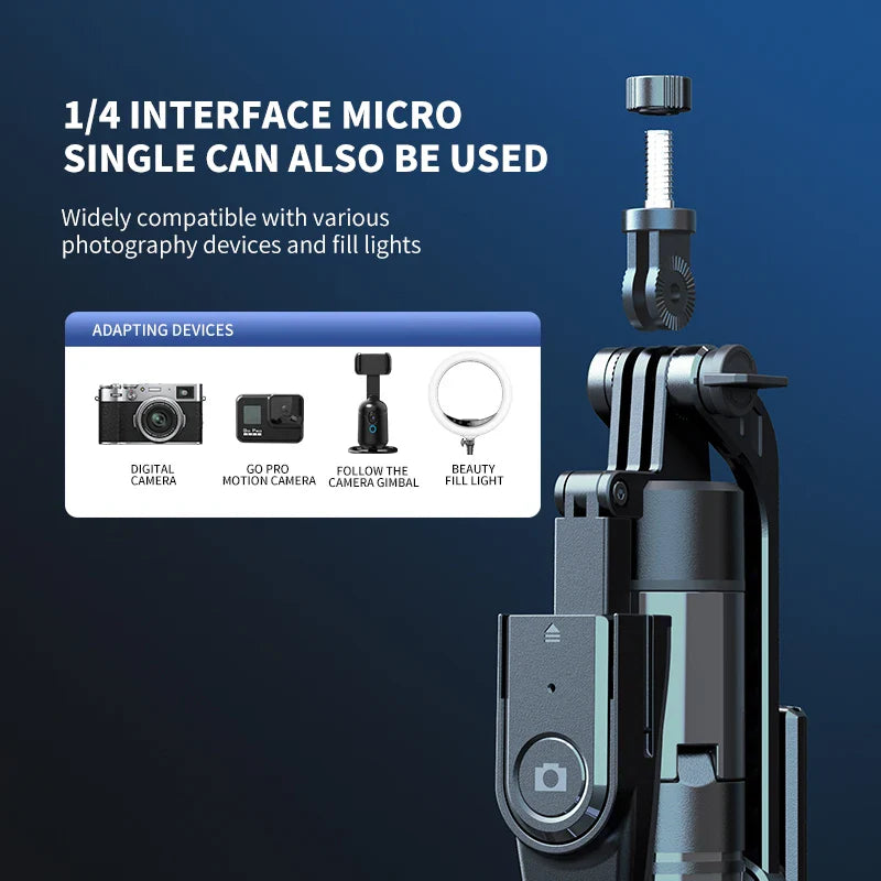 Roreta 2.15M 360 ° rotation Selfie Stick with Wireless Bluetooth LED Fill Light Extended Tripod with Remote Shutter for Android