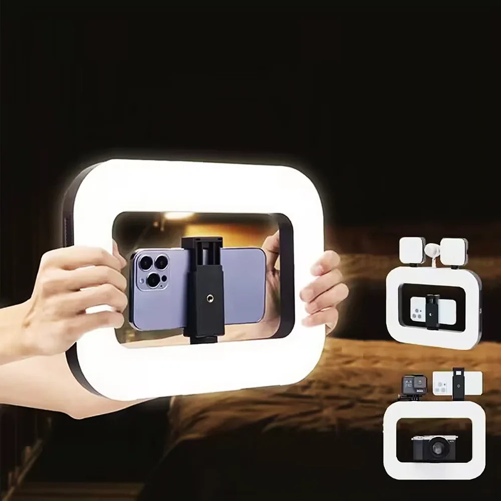 2025 New Handheld Ring LED Rechargeable Fill light Portable Mobile Phone Live Broadcast selfie Photography with phone clip