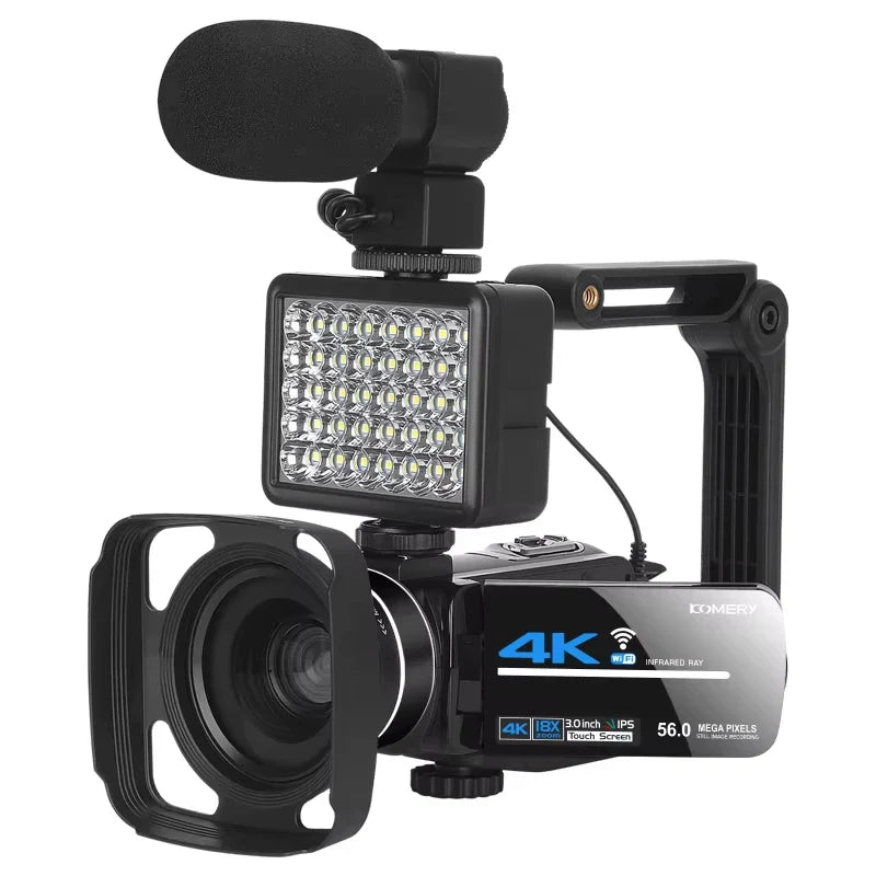 56MP 4K Digital Video Camera 18X Infrared Night Vision Vlogging Camcorder 3.0 inch Touch Screen Youtube Livestream WIFI Webcam