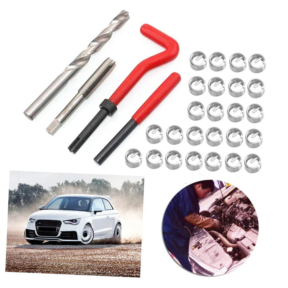 30Pcs Metric Thread Repair Insert Kit M3 M4 M7 M9 M11 Helicoil Car Pro Coil Tool 304 Stainless Steel Auto Repair Tool Bag