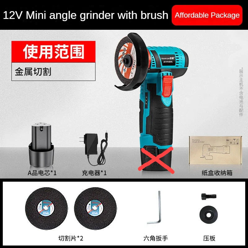 12V brushless/wire drawing Angle grinder 1PCS lithium battery 450W 18500Rpm cordless mini polishing machine cutting and grinding